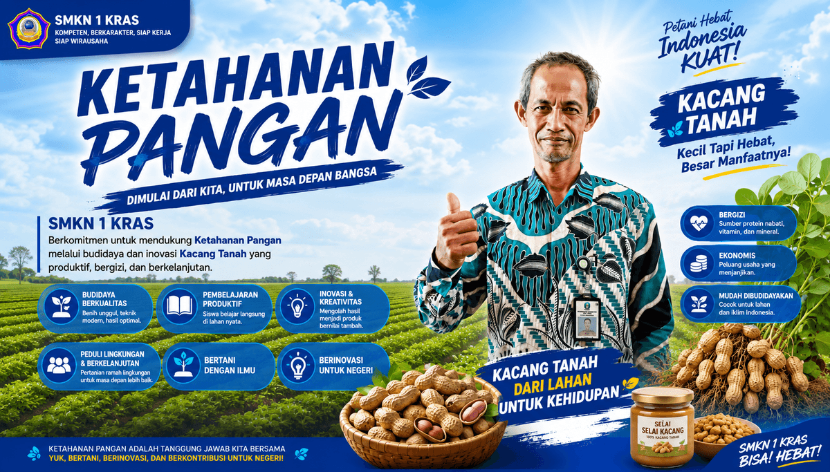SMKN 1 Kras Perkuat Ketahanan Pangan Melalui Budidaya Kacang Tanah dan Tanaman Produktif