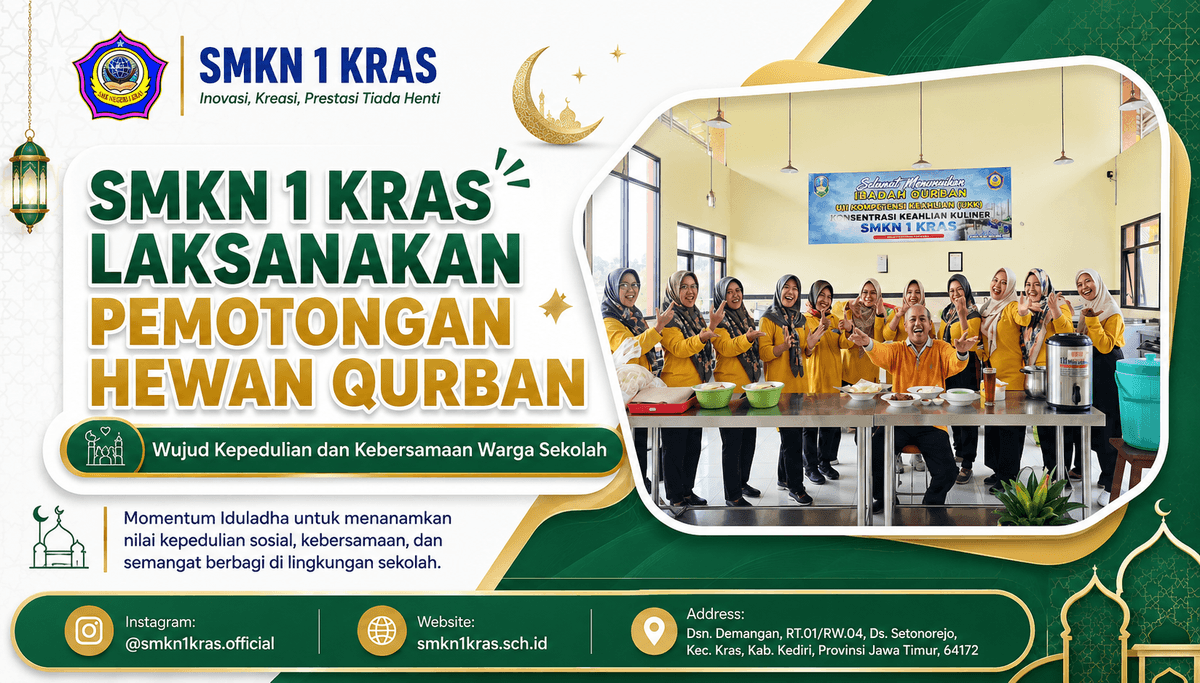 SMKN 1 Kras Laksanakan Pemotongan Hewan Qurban, Wujud Kepedulian dan Kebersamaan Warga Sekolah